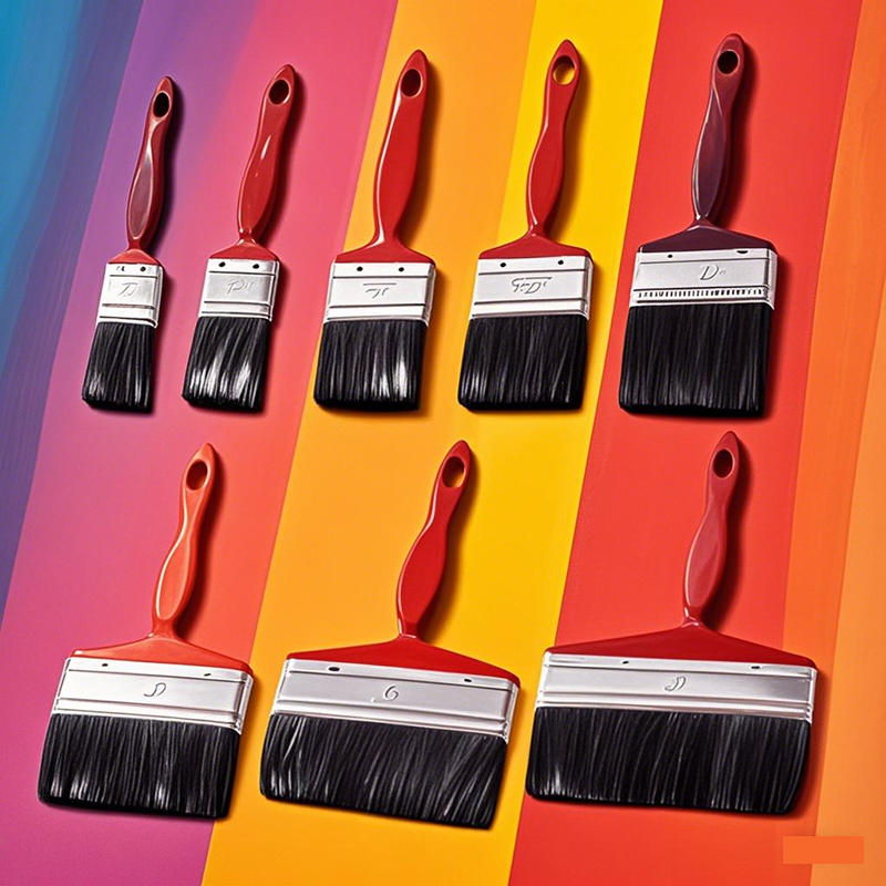 Wood Stain Brush - Red Plastic Handle Black Bristle Brush